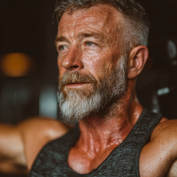 Възрастна жена медитира на открито сред природата